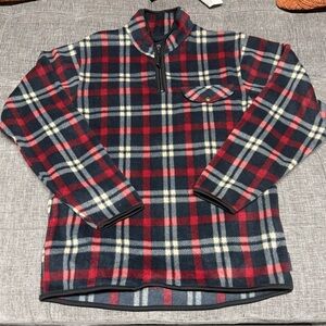 Chaps Men's Zip Up Plaid Sweater - Red, Blue, and Cream